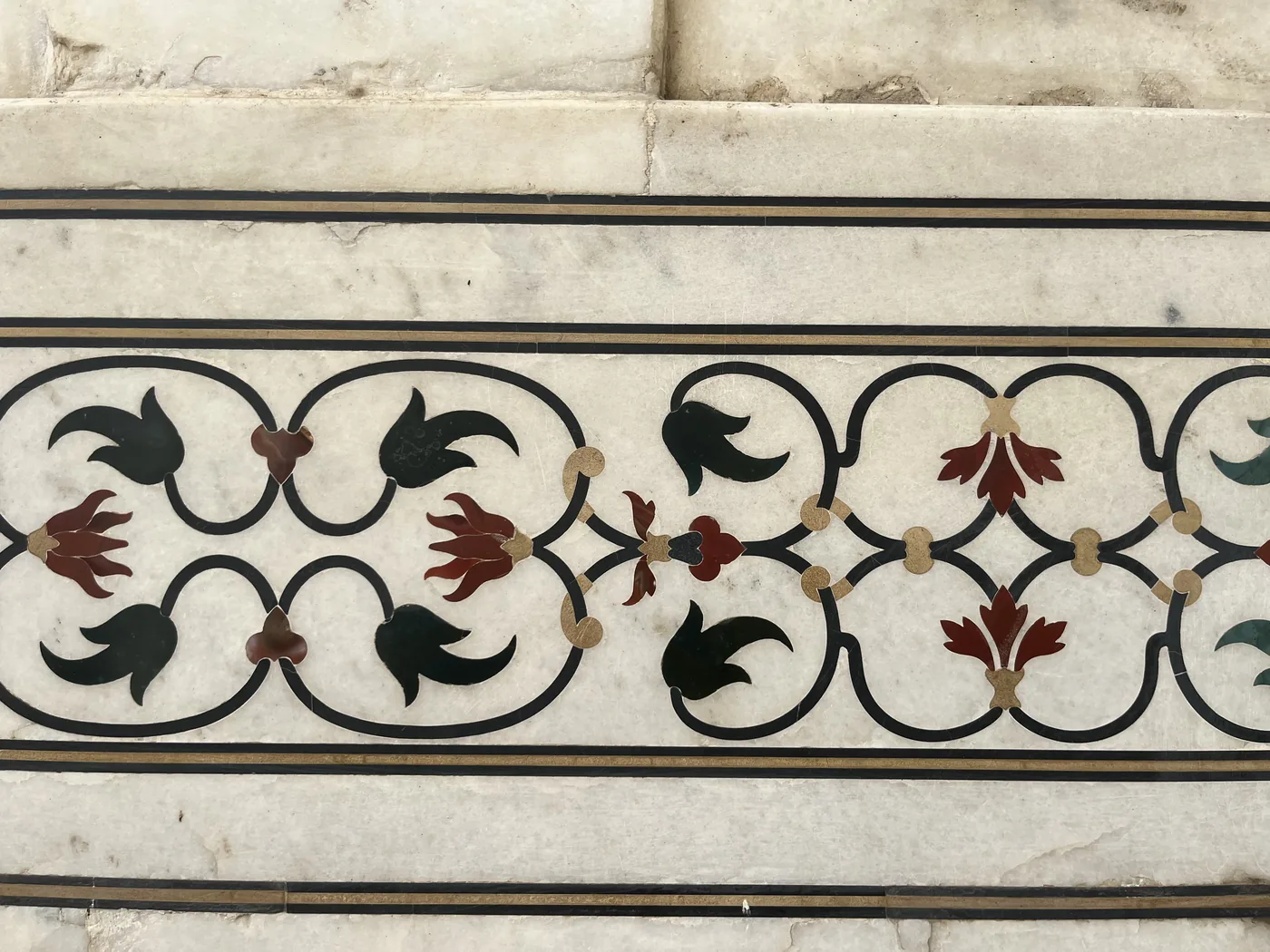 Pietra dura precious stone inlay on the Taj Mahal, Agra