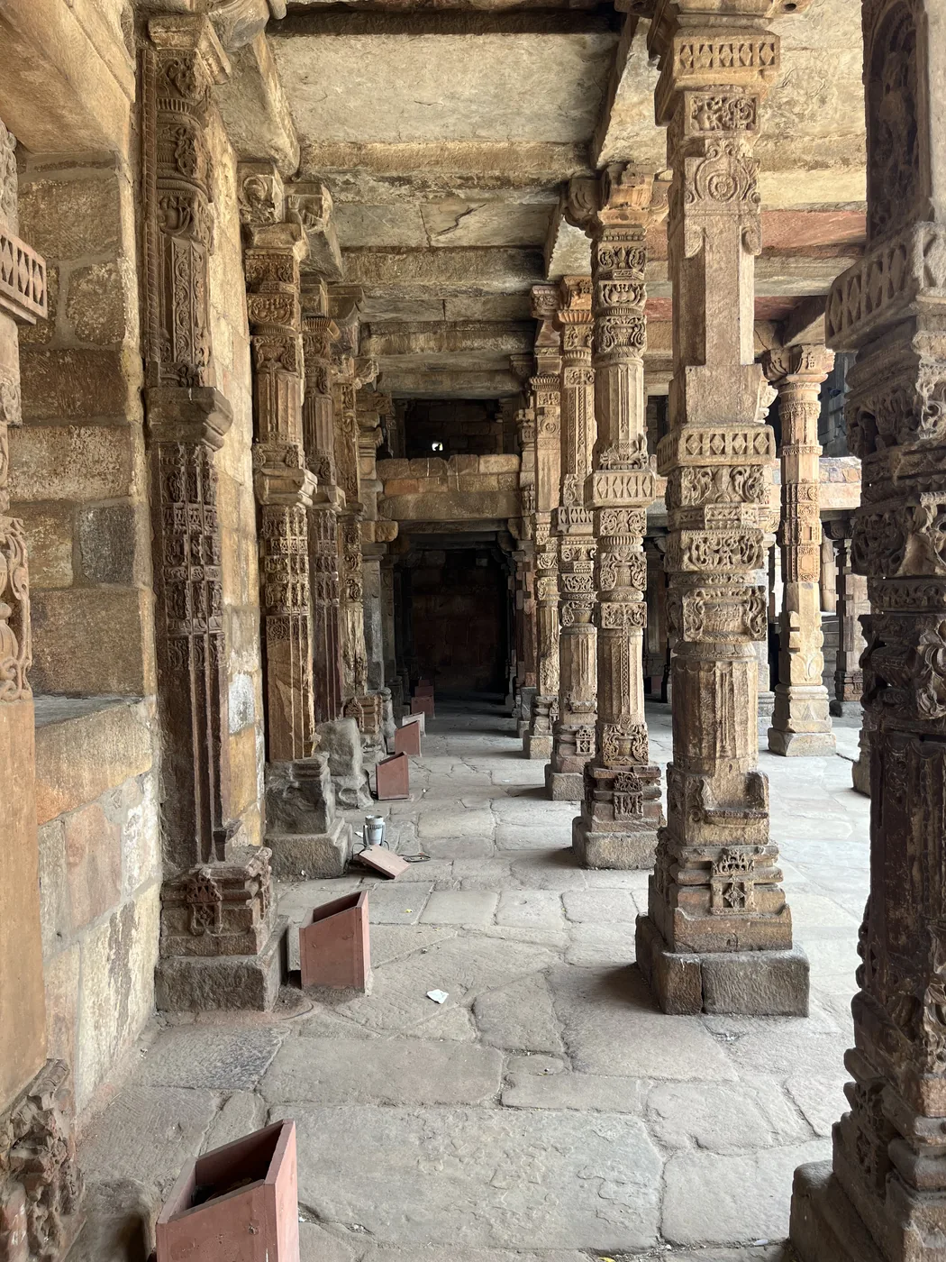 Carved columns at Qutb Minar complex, Delhi