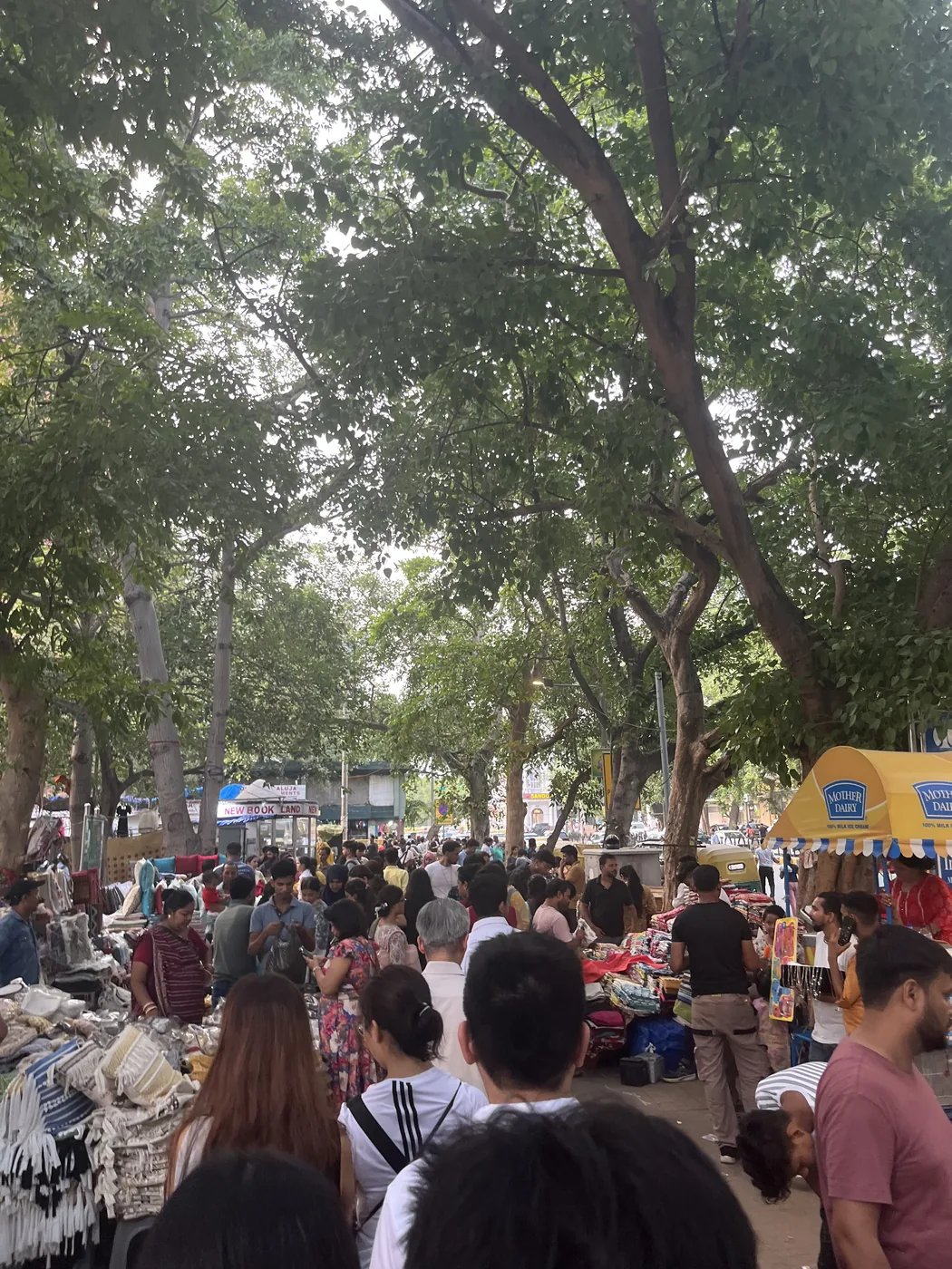 Crowded Sunday market near Connaught Place, New Delhi