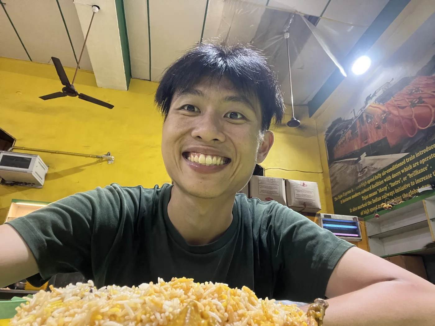 Mountain of Kolkata biryani at a local restaurant