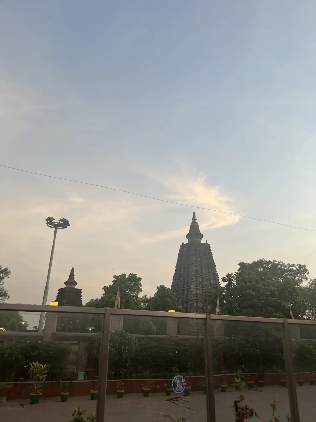 Mahabodhi Temple spire at dusk, Bodh Gaya