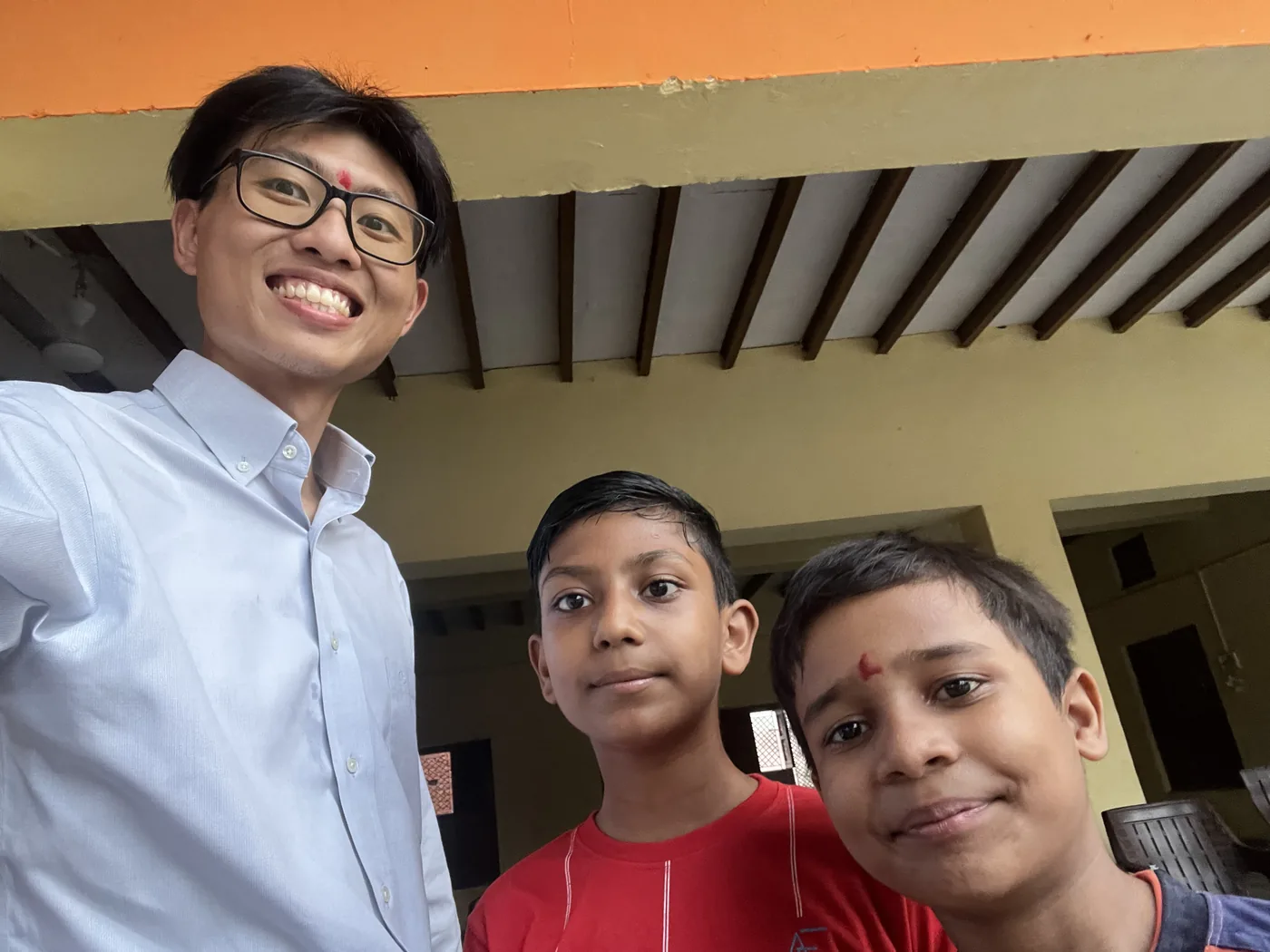 With local kids at Sonipat, O.P. Jindal University, India