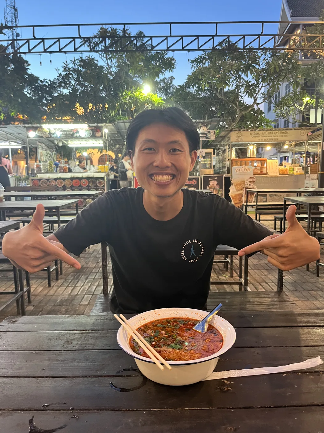 Bowl of khao piak sen noodles at Luang Prabang night market