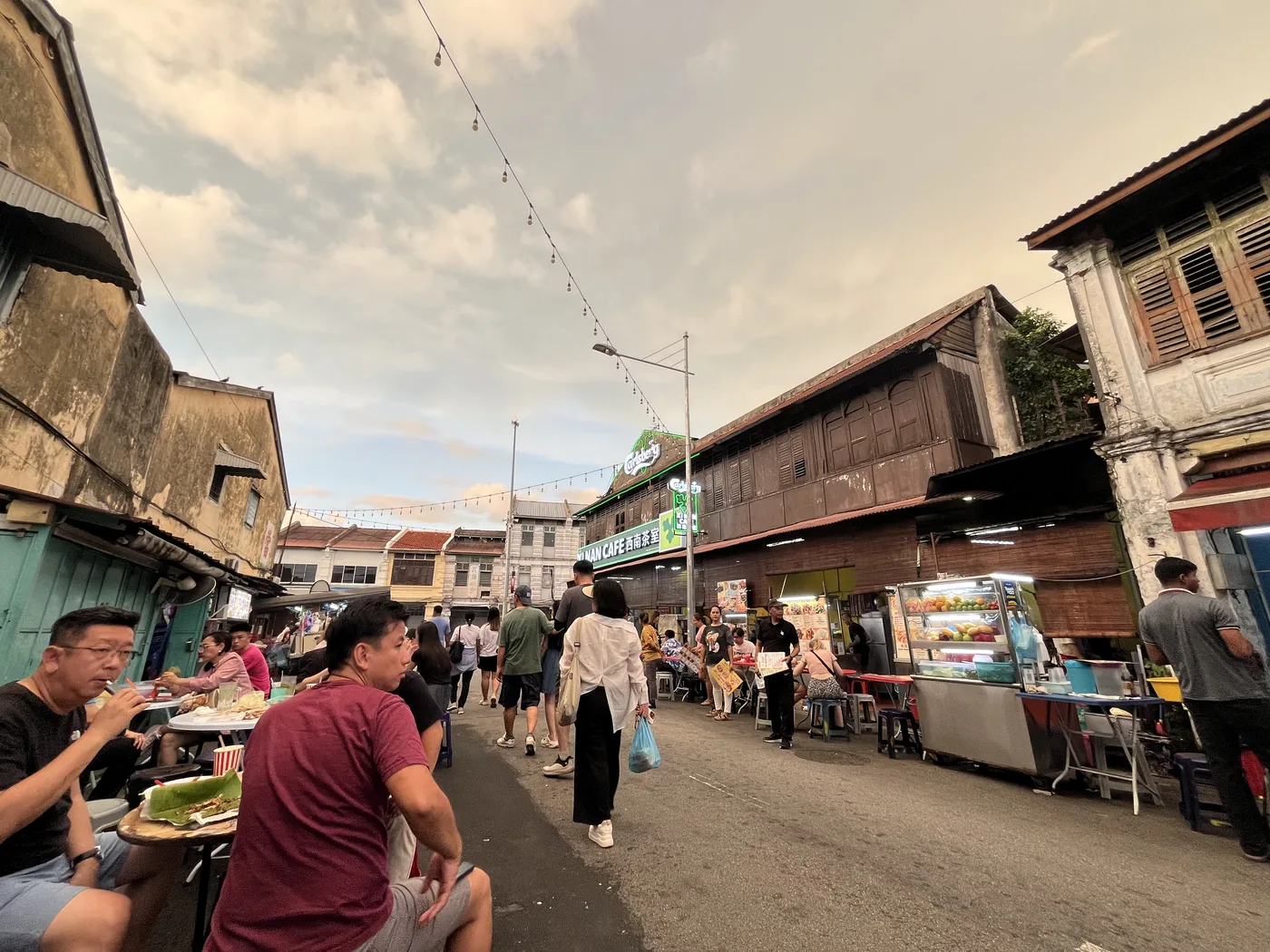 Penang hawker street at dusk