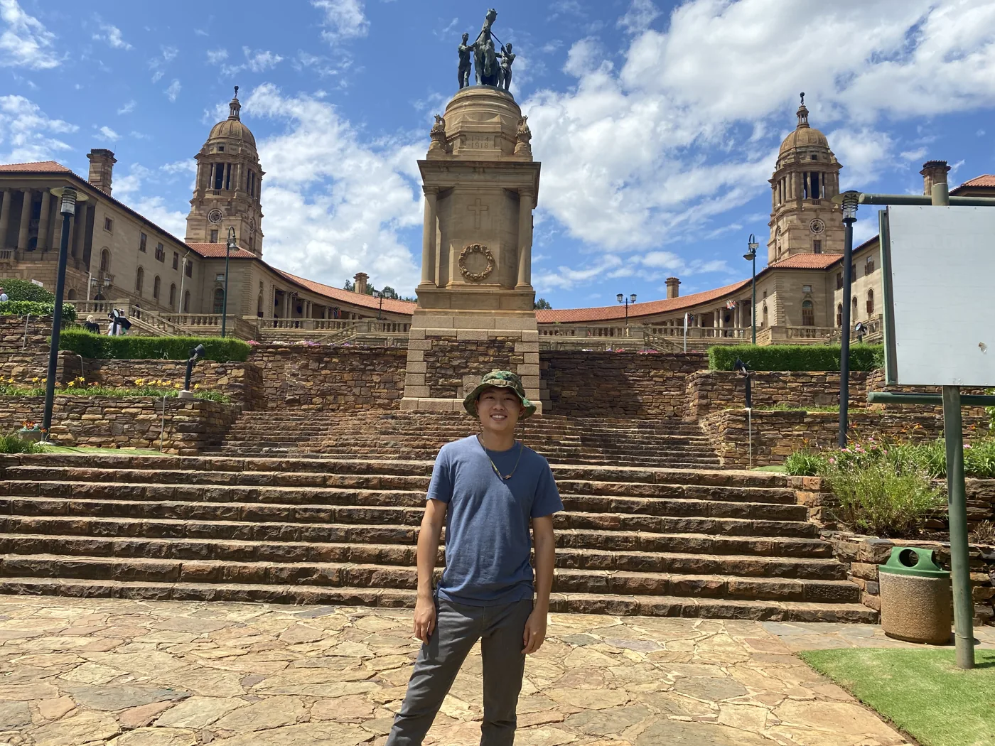 Standing in front of the Union Buildings in Pretoria
