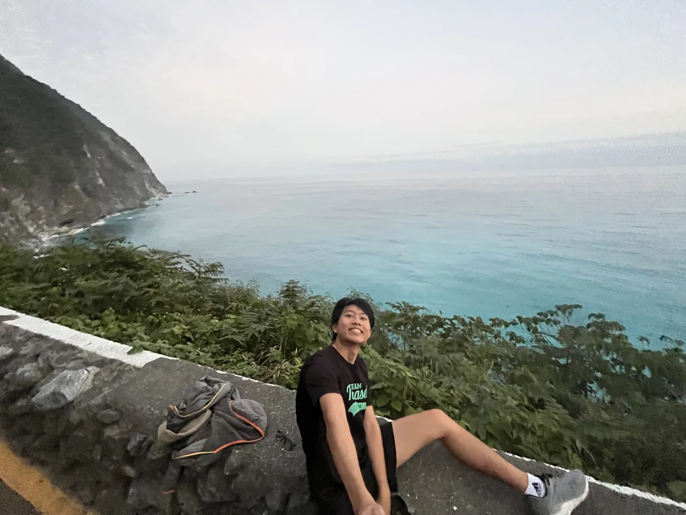 Sitting above turquoise Pacific coastline on Suhua Highway, Taiwan