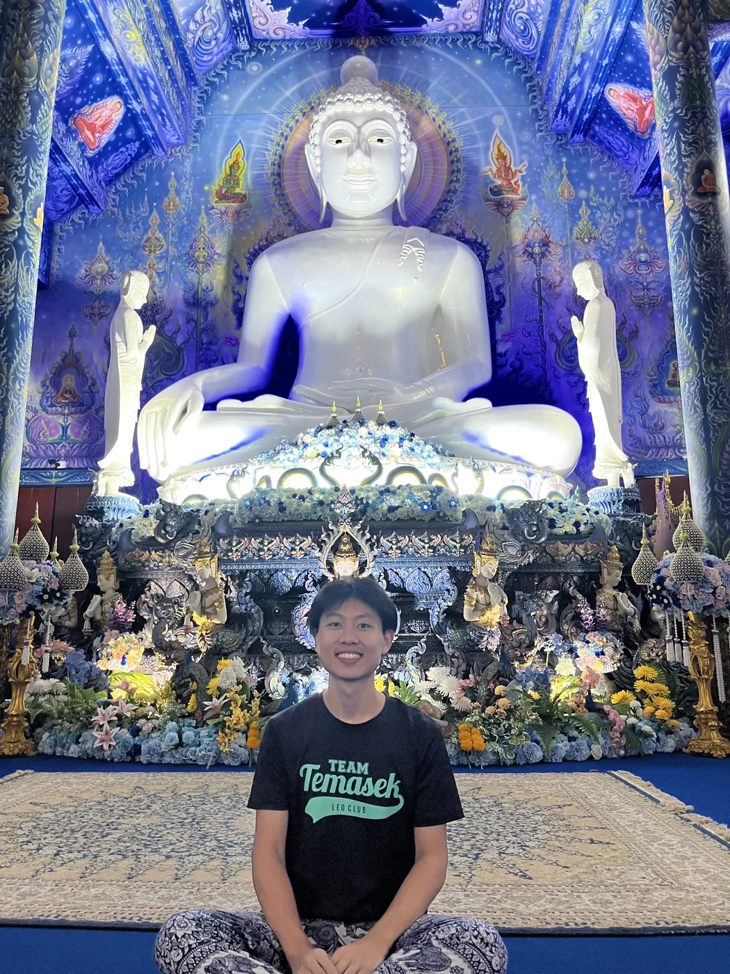 Inside Wat Rong Suea Ten Blue Temple, Chiang Rai