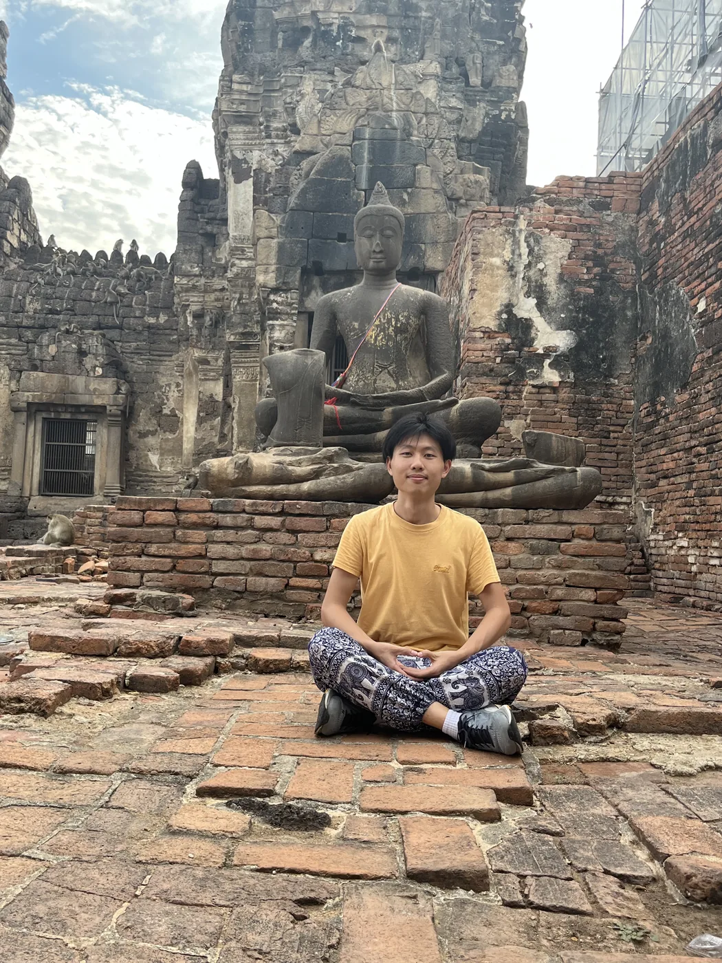 Meditating at Sukhothai ruins