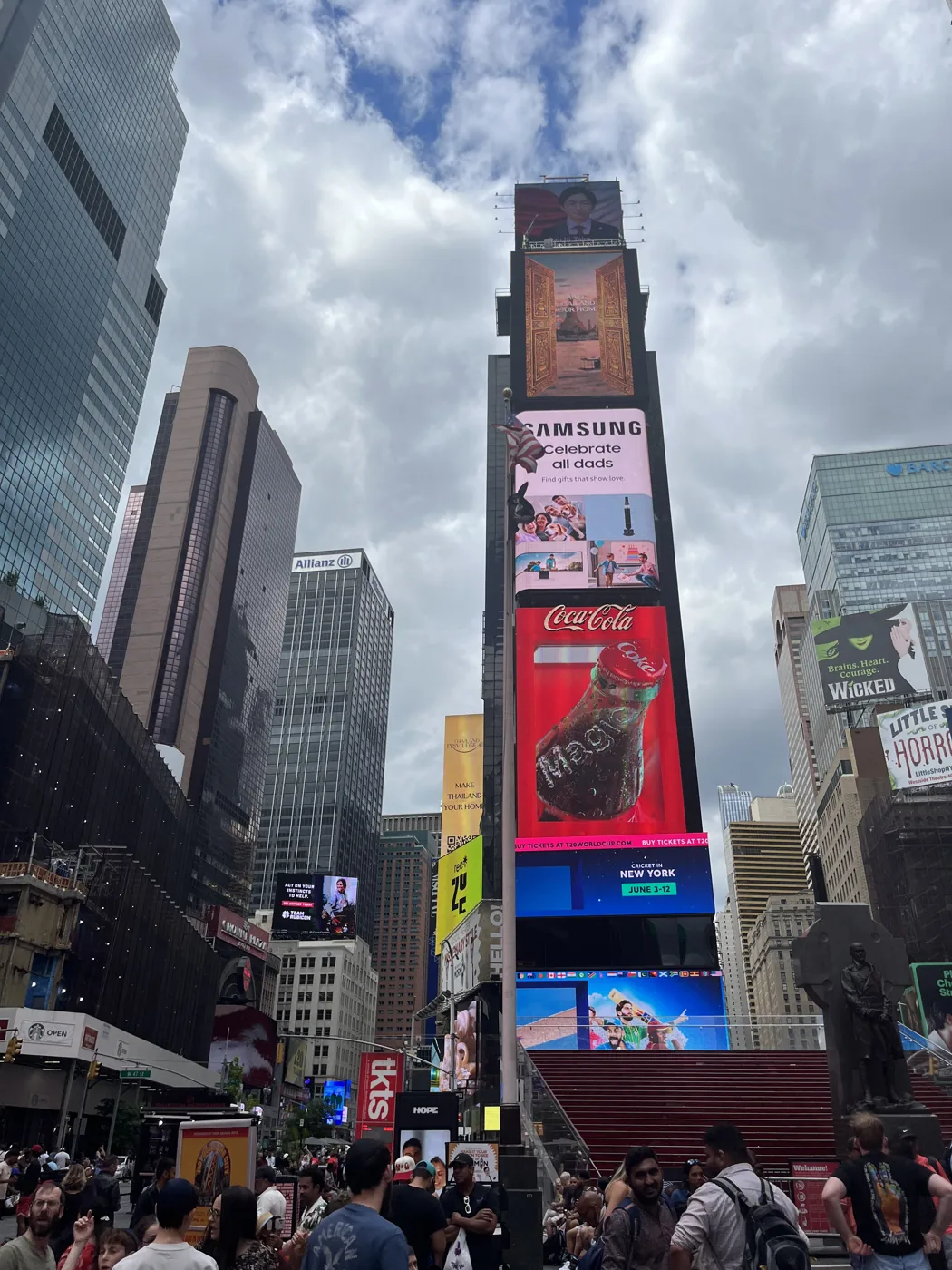 Times Square billboards and crowds, New York