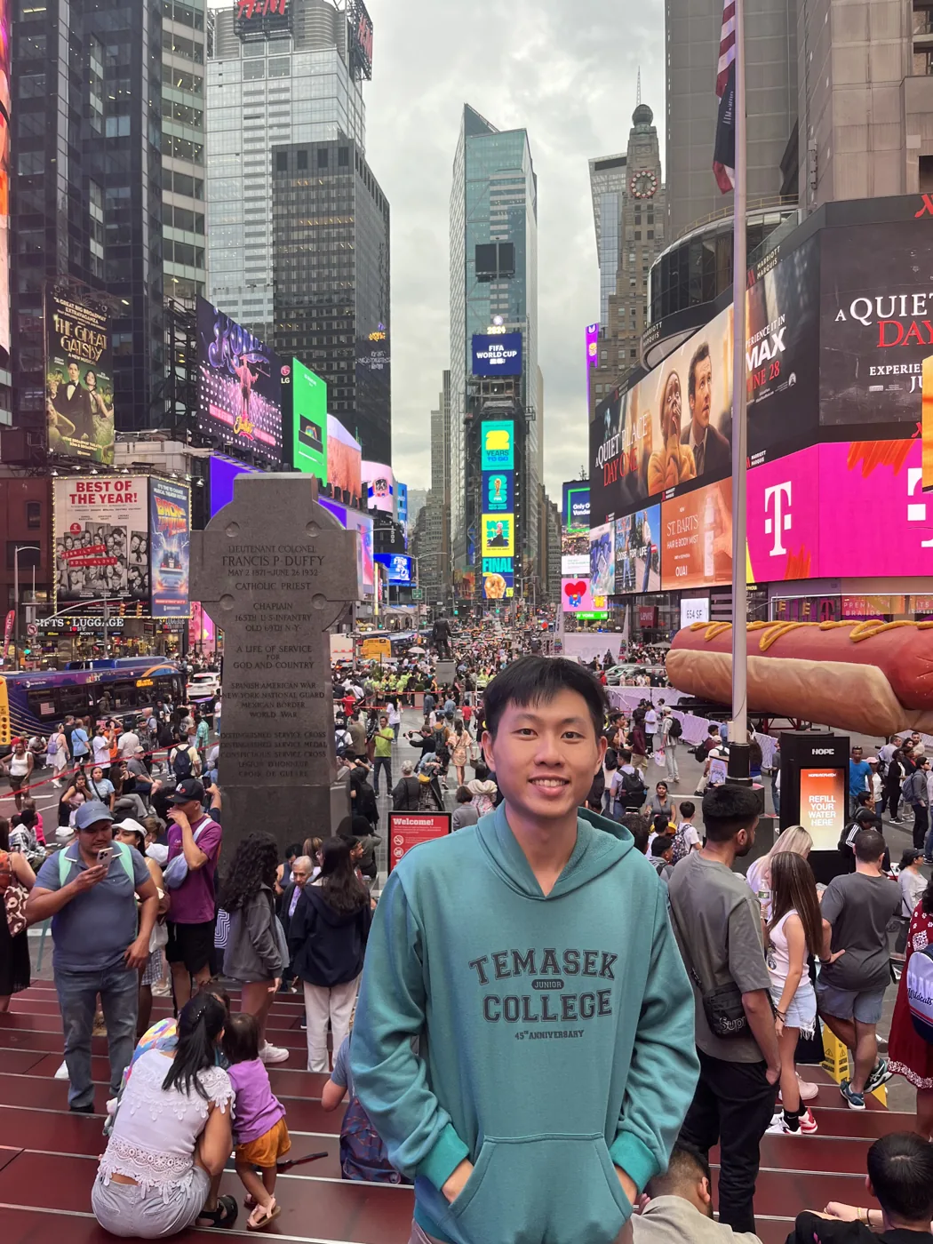 Standing in the middle of Times Square crowd, New York