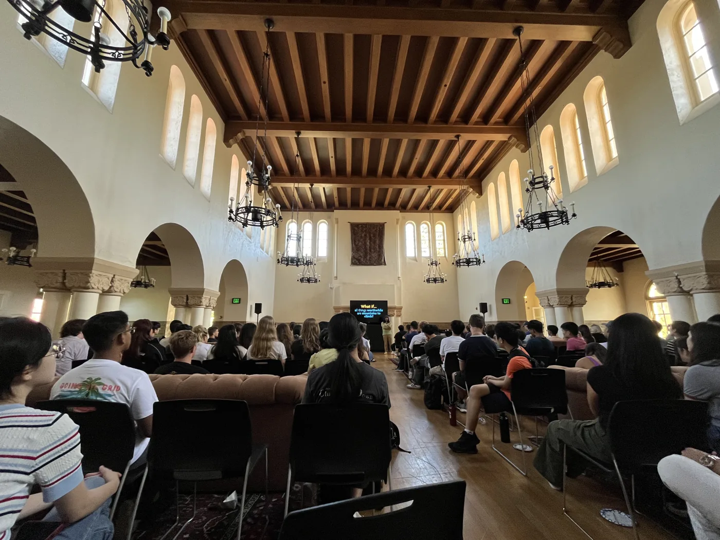 Lecture session in a Stanford hall
