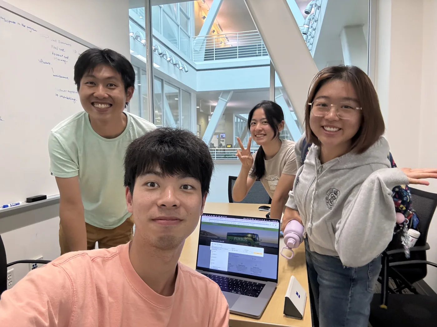 Study group working in Stanford lab with startup on laptop