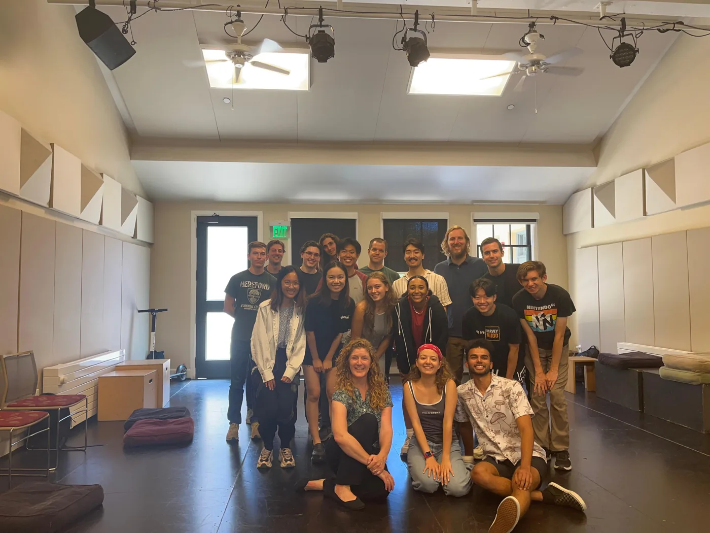 Improv class group photo at Stanford